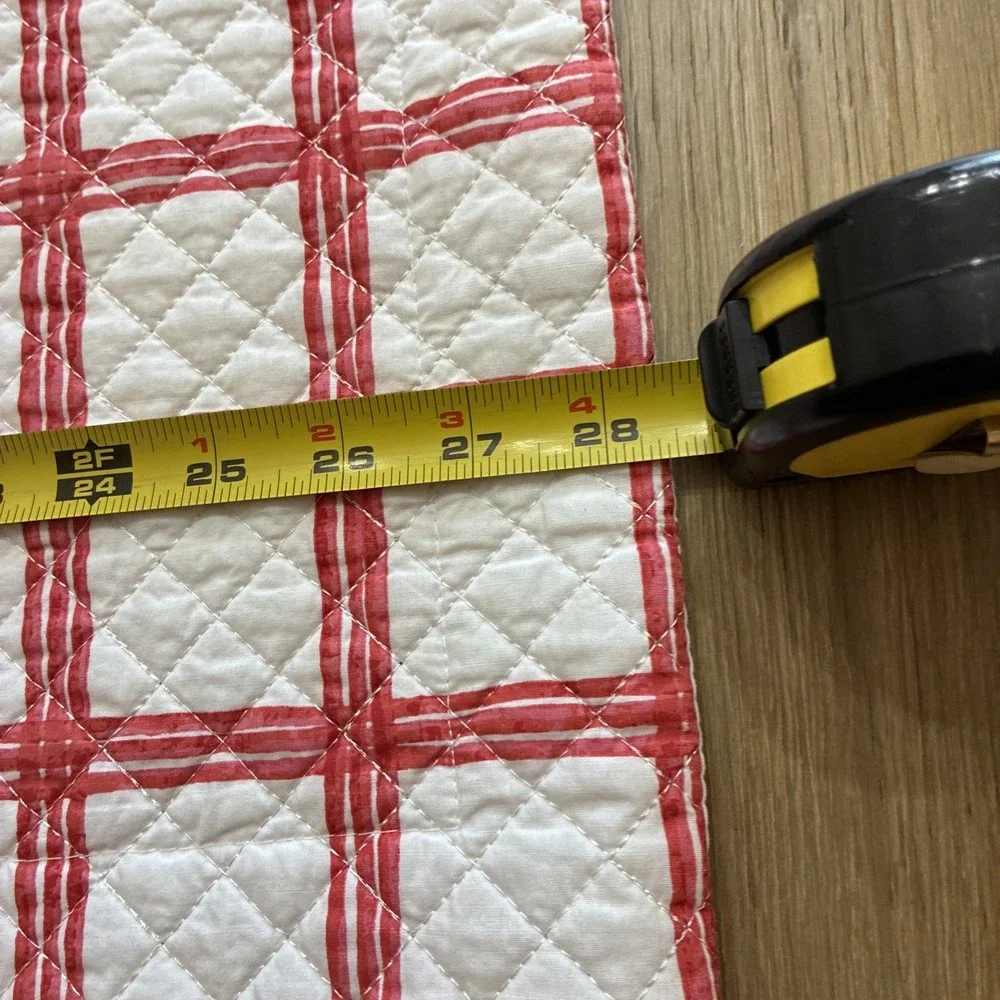 Nina Campell Home Pair Euro Pillow Shams 28x28 Red / White Check Quilted